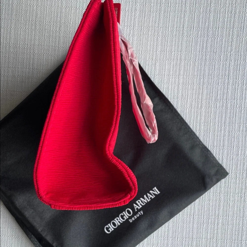 Giorgio Armani Red Zip Cosmetic Pouch clutch